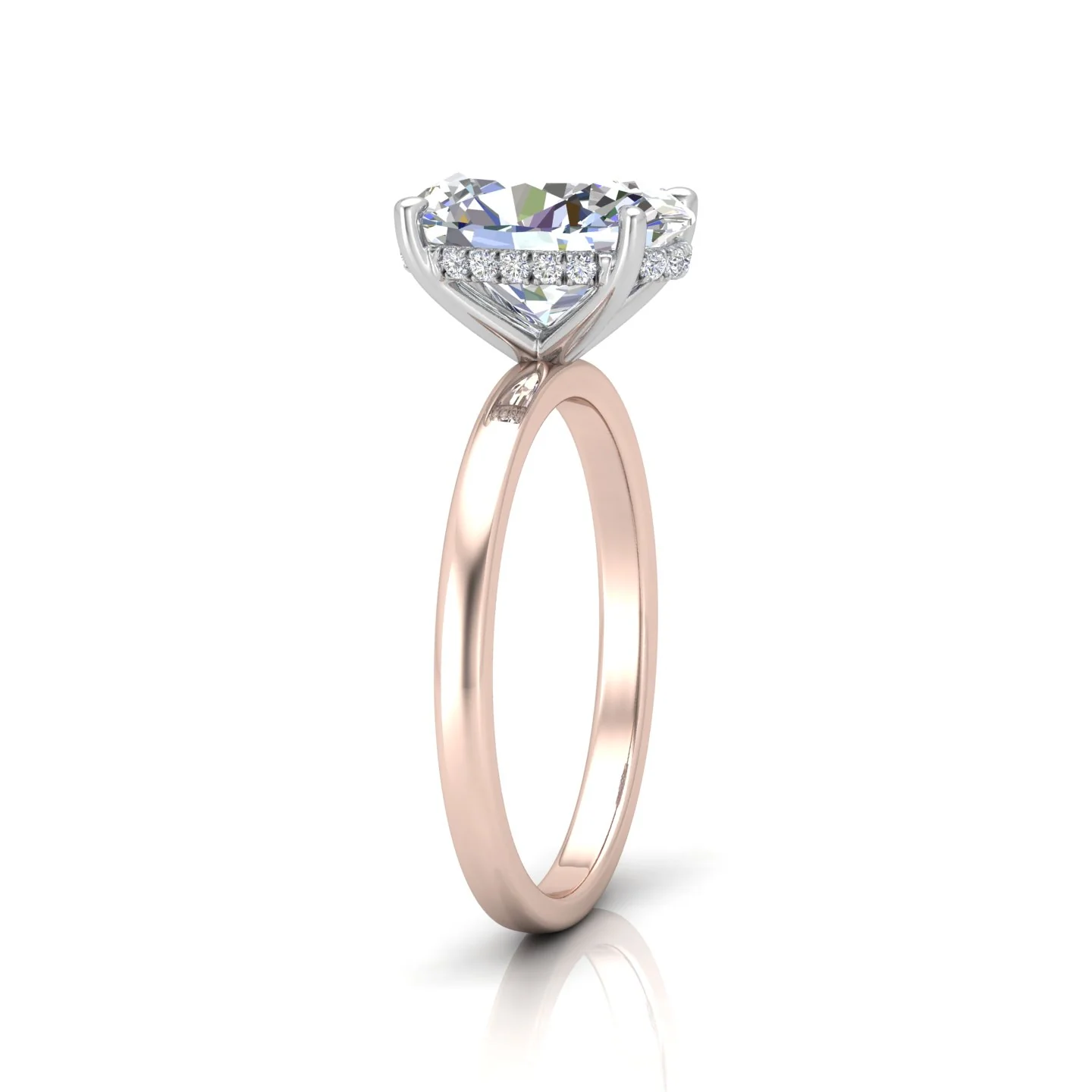 Classic Solitaire Hidden Halo Engagement Ring - Image 4