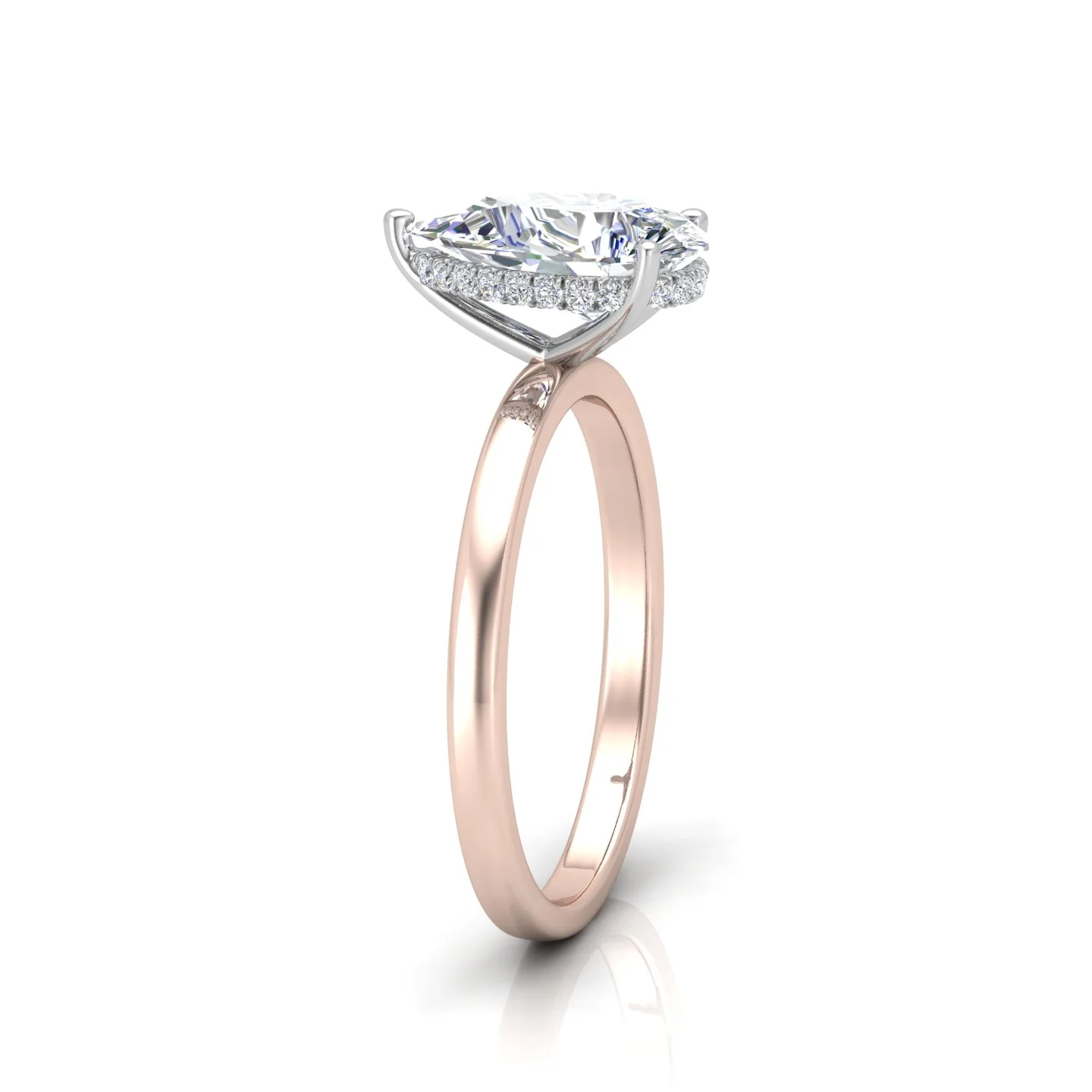 Classic Solitaire Hidden Halo Engagement Ring - Image 4
