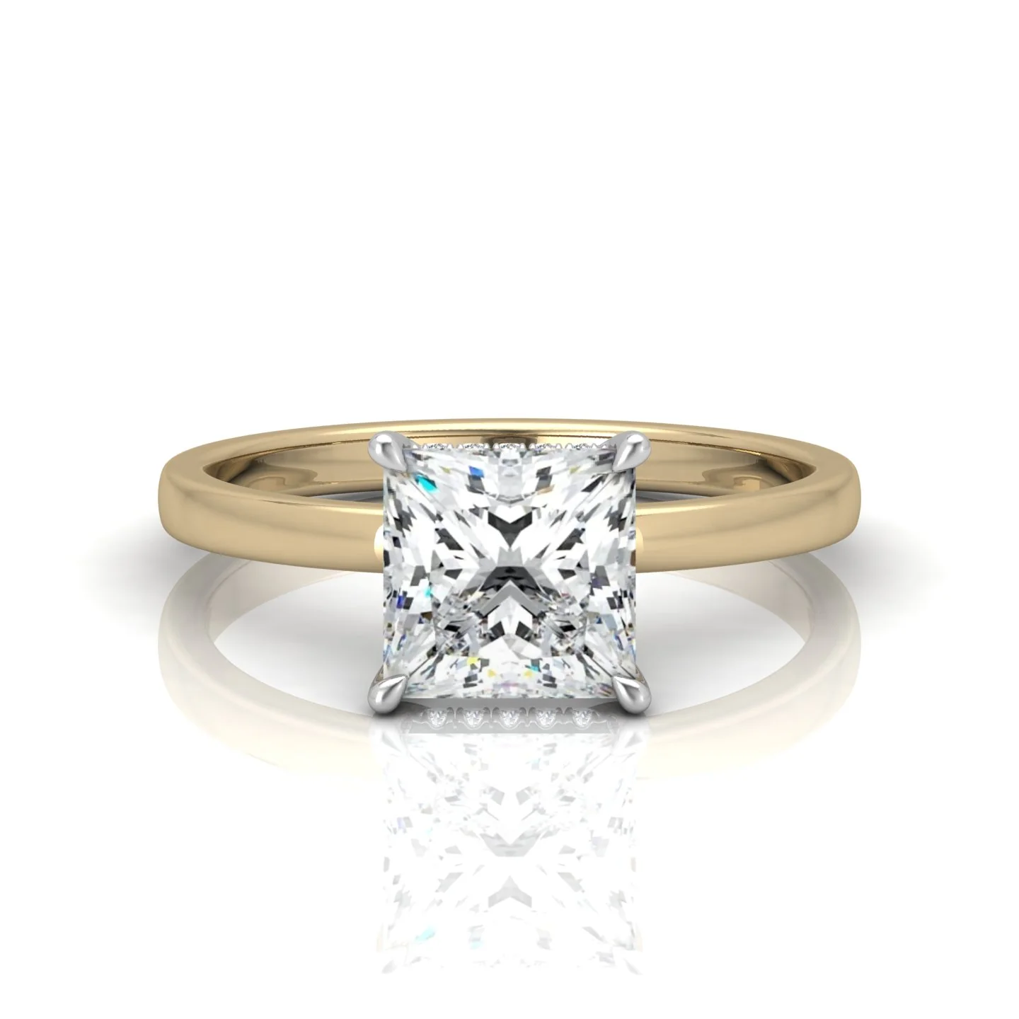Classic Solitaire Hidden Halo Engagement Ring Princess