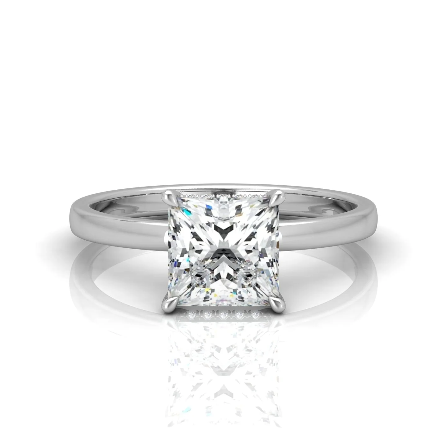 Classic Solitaire Hidden Halo Engagement Ring Princess - Image 10