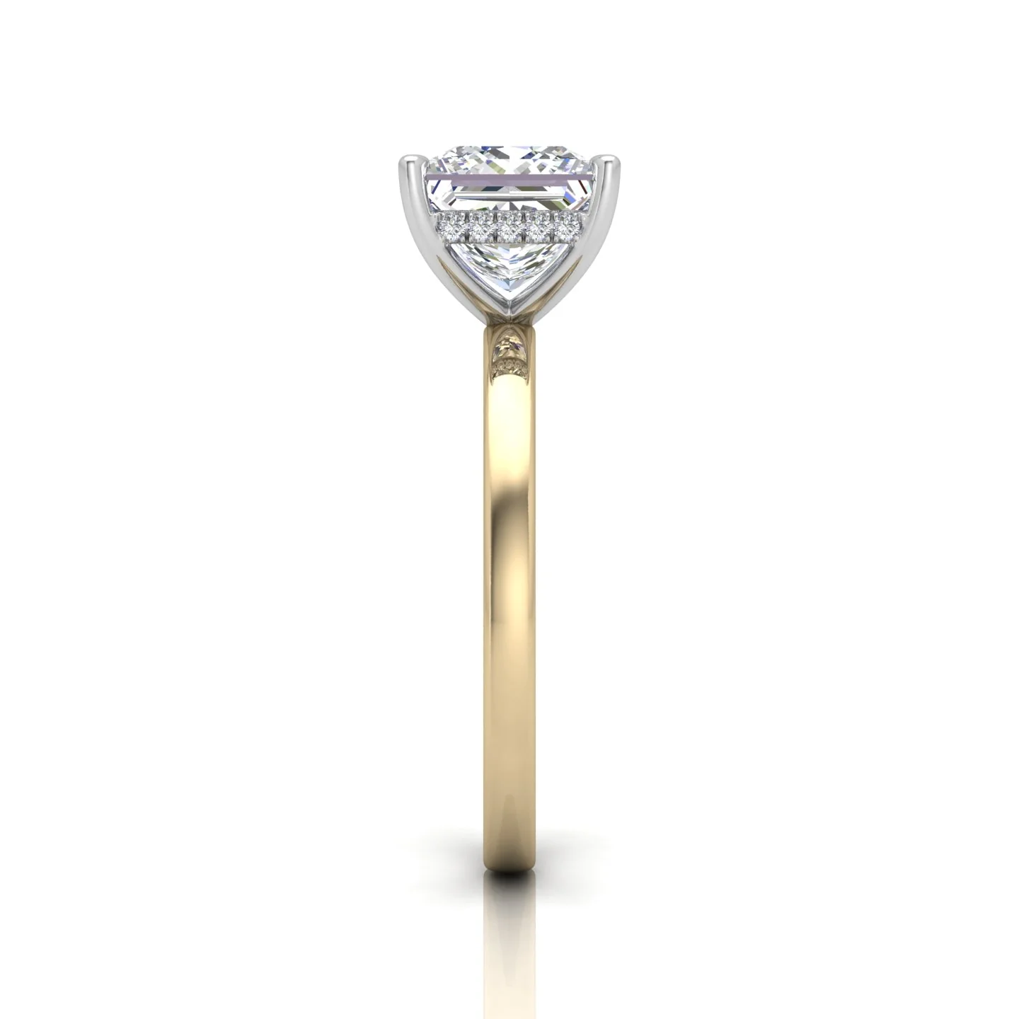 Classic Solitaire Hidden Halo Engagement Ring Princess - Image 11