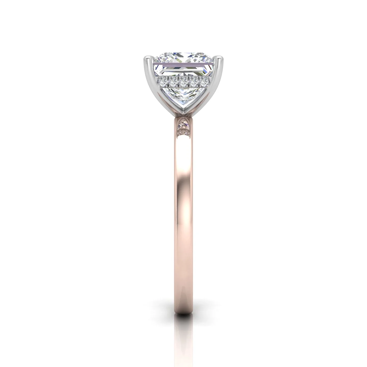 Classic Solitaire Hidden Halo Engagement Ring Princess - Image 12