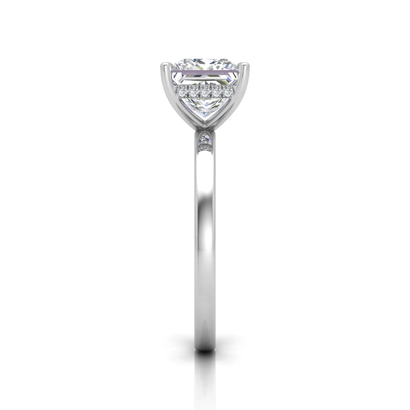 Classic Solitaire Hidden Halo Engagement Ring Princess - Image 13