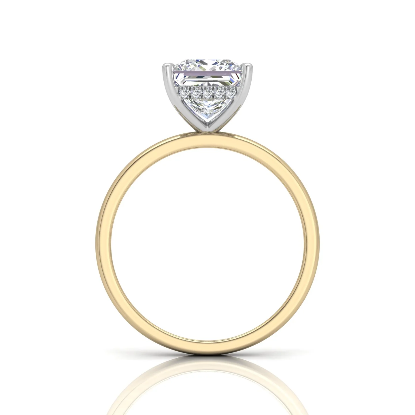 Classic Solitaire Hidden Halo Engagement Ring Princess - Image 14