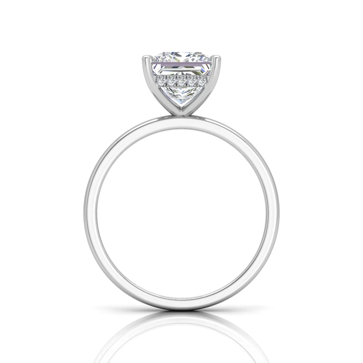 Classic Solitaire Hidden Halo Engagement Ring Princess - Image 16
