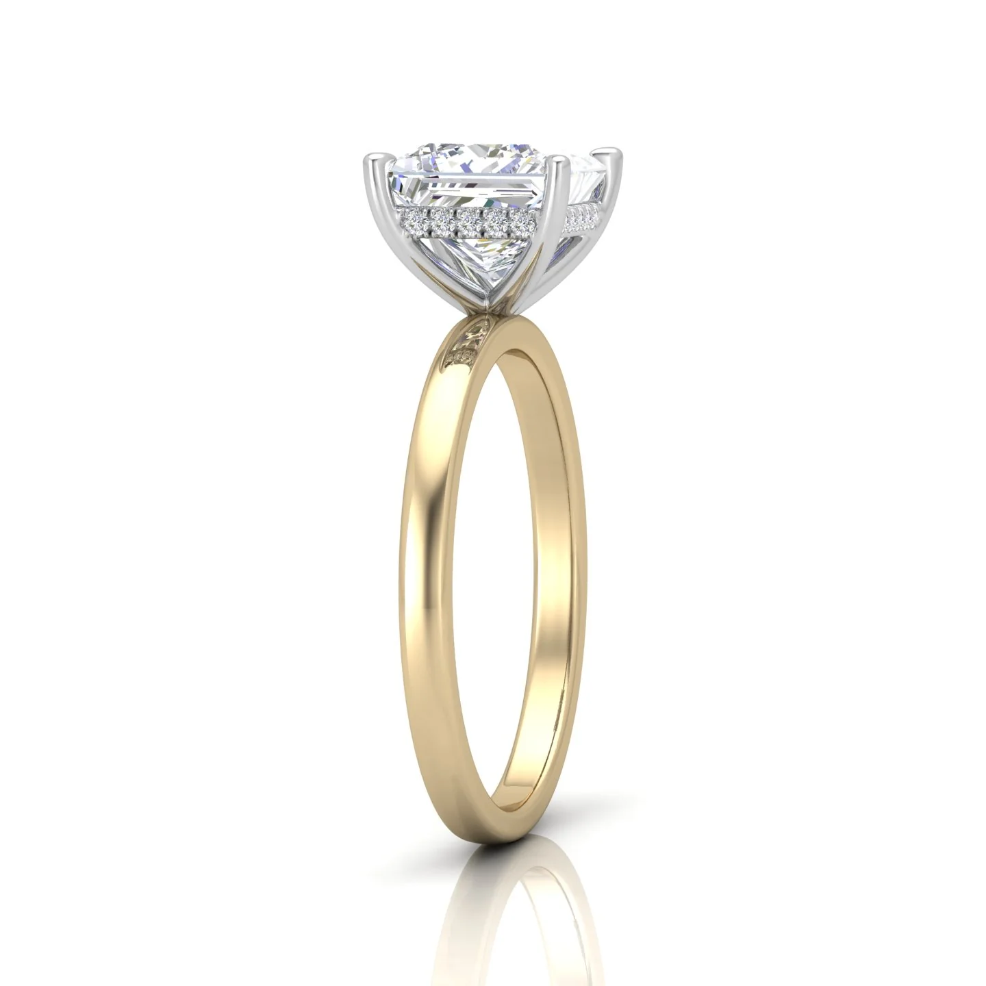 Classic Solitaire Hidden Halo Engagement Ring Princess - Image 2