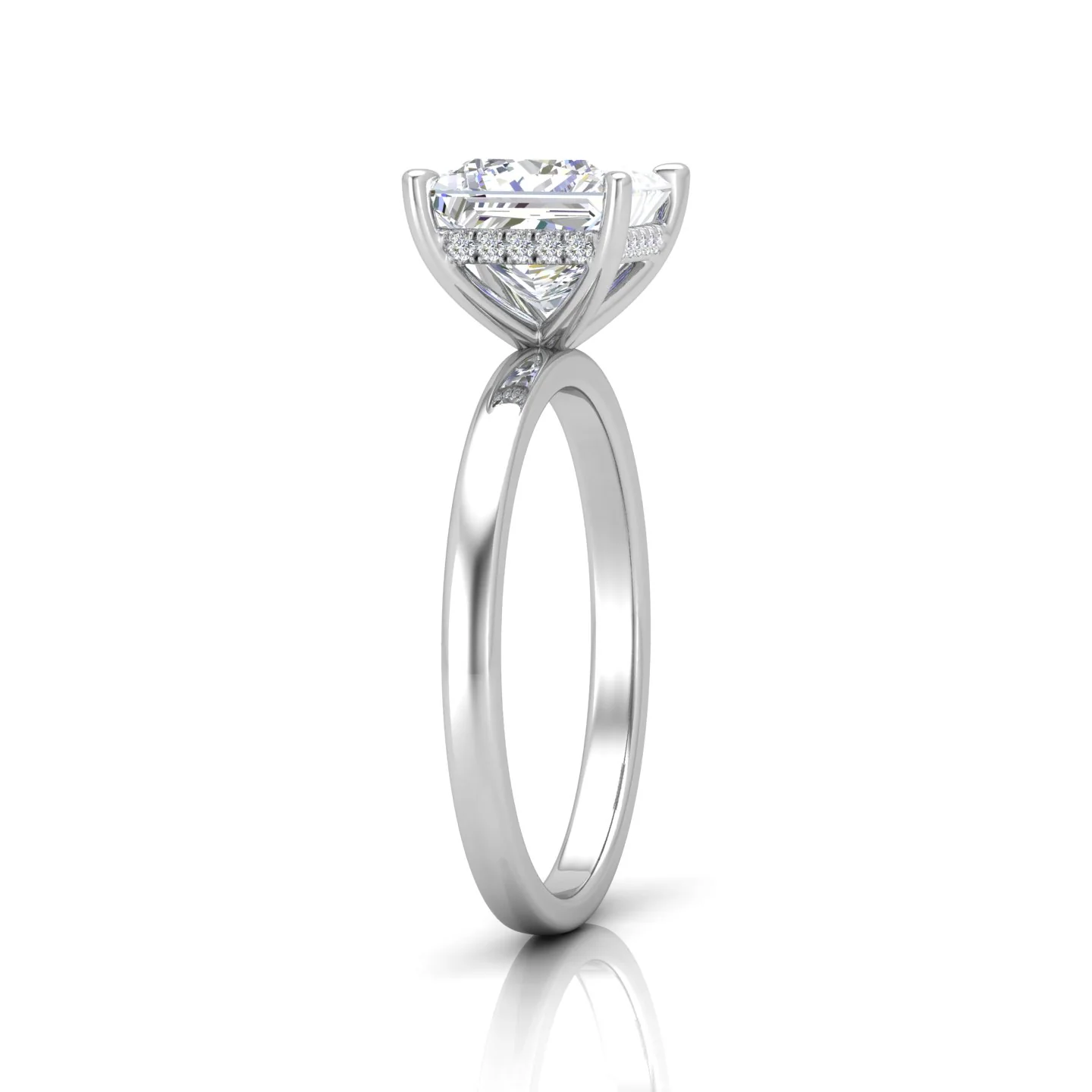 Classic Solitaire Hidden Halo Engagement Ring Princess - Image 3