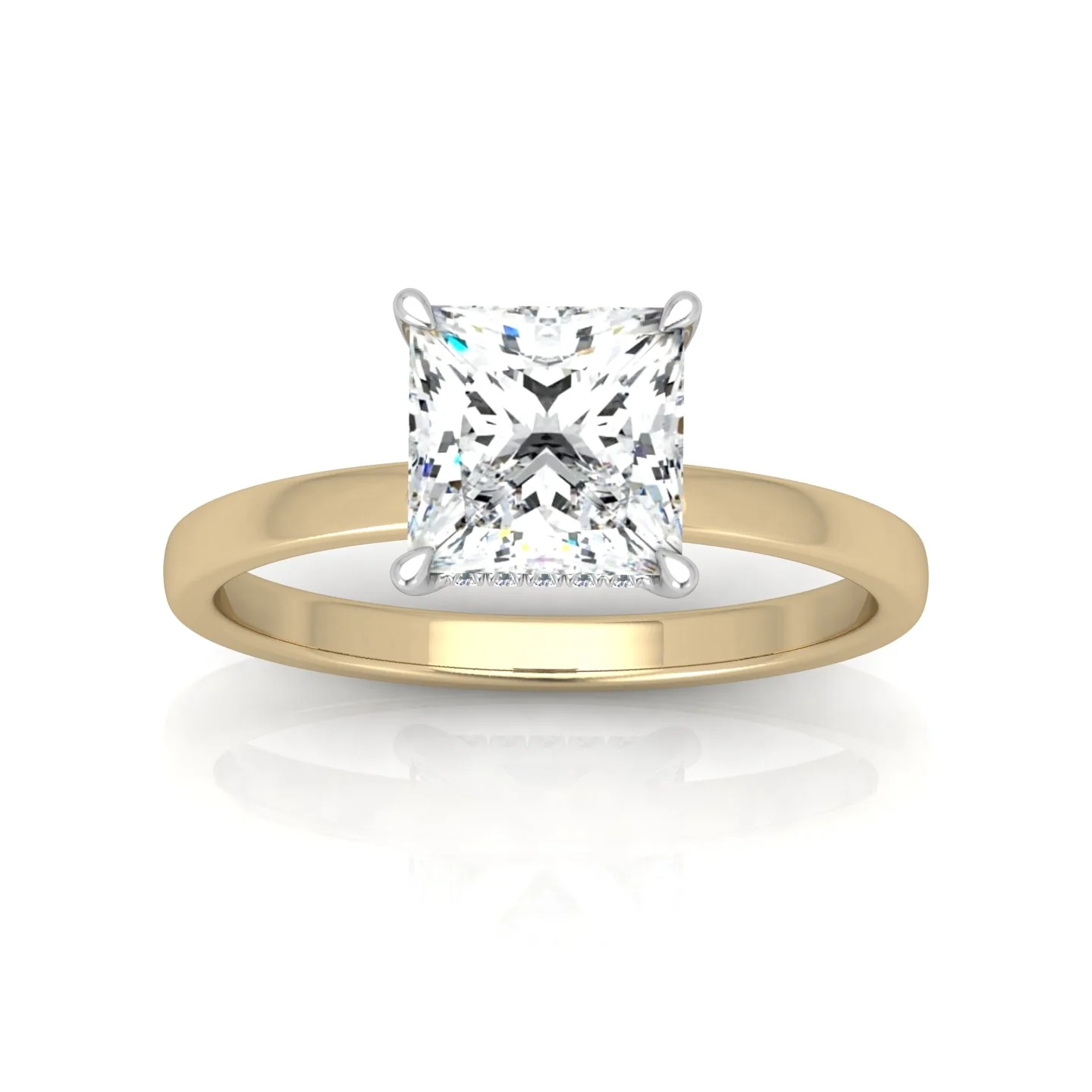 Classic Solitaire Hidden Halo Engagement Ring Princess - Image 6