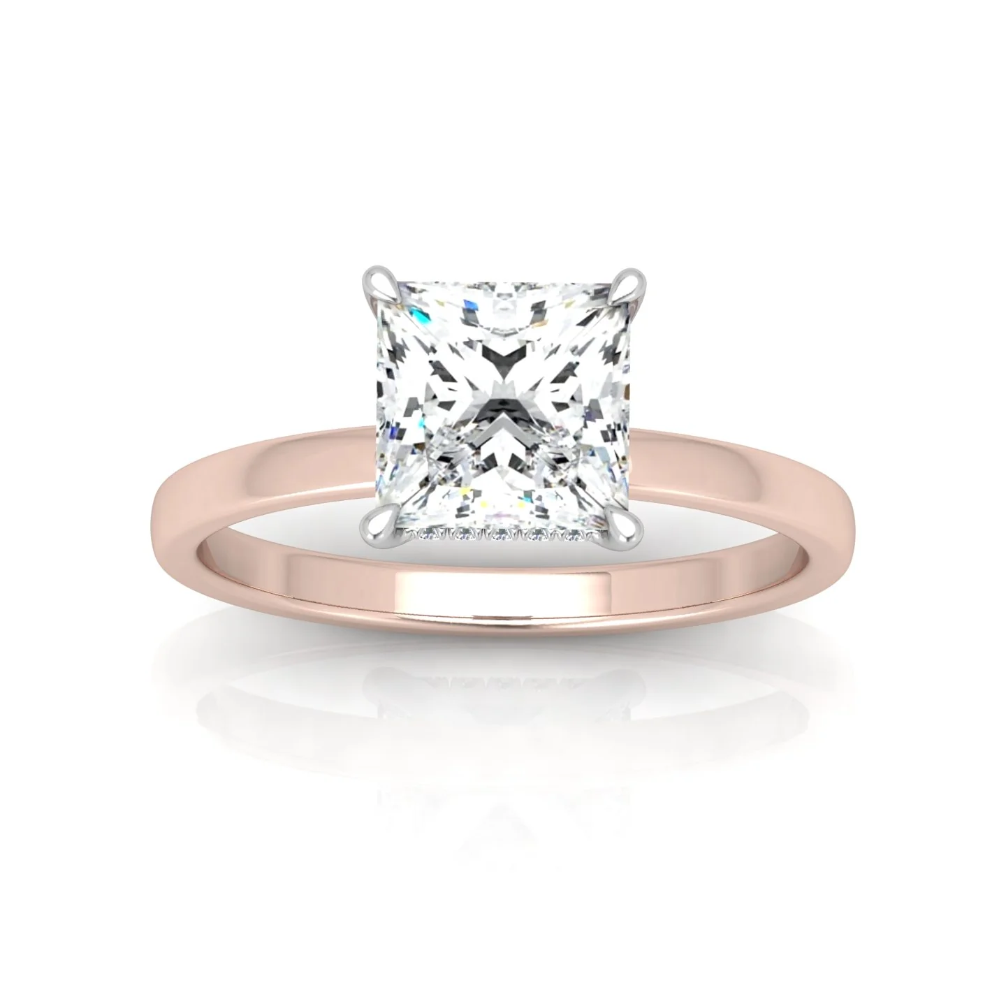 Classic Solitaire Hidden Halo Engagement Ring Princess - Image 7