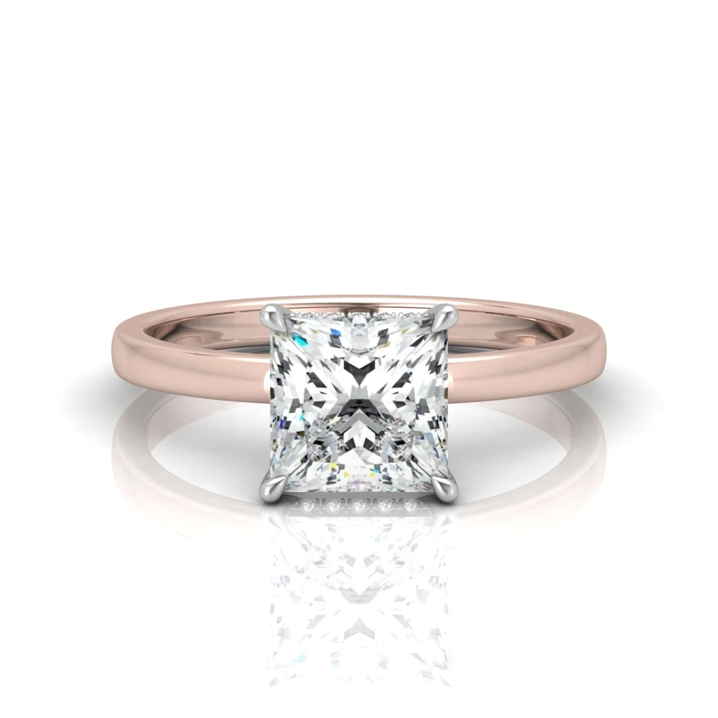 Classic Solitaire Hidden Halo Engagement Ring Princess - Image 9