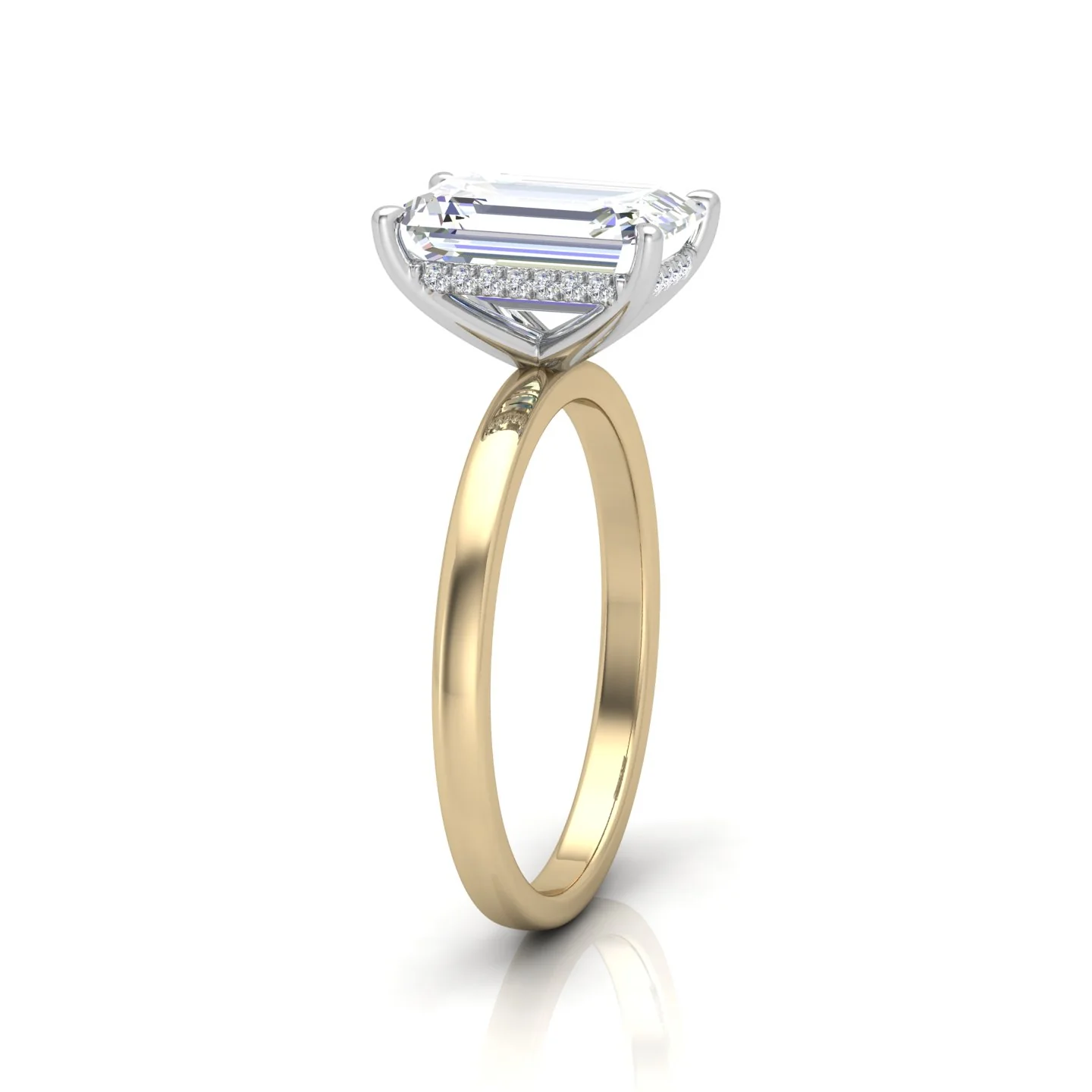 Classic Solitaire Hidden Halo Engagement Ring - Image 2