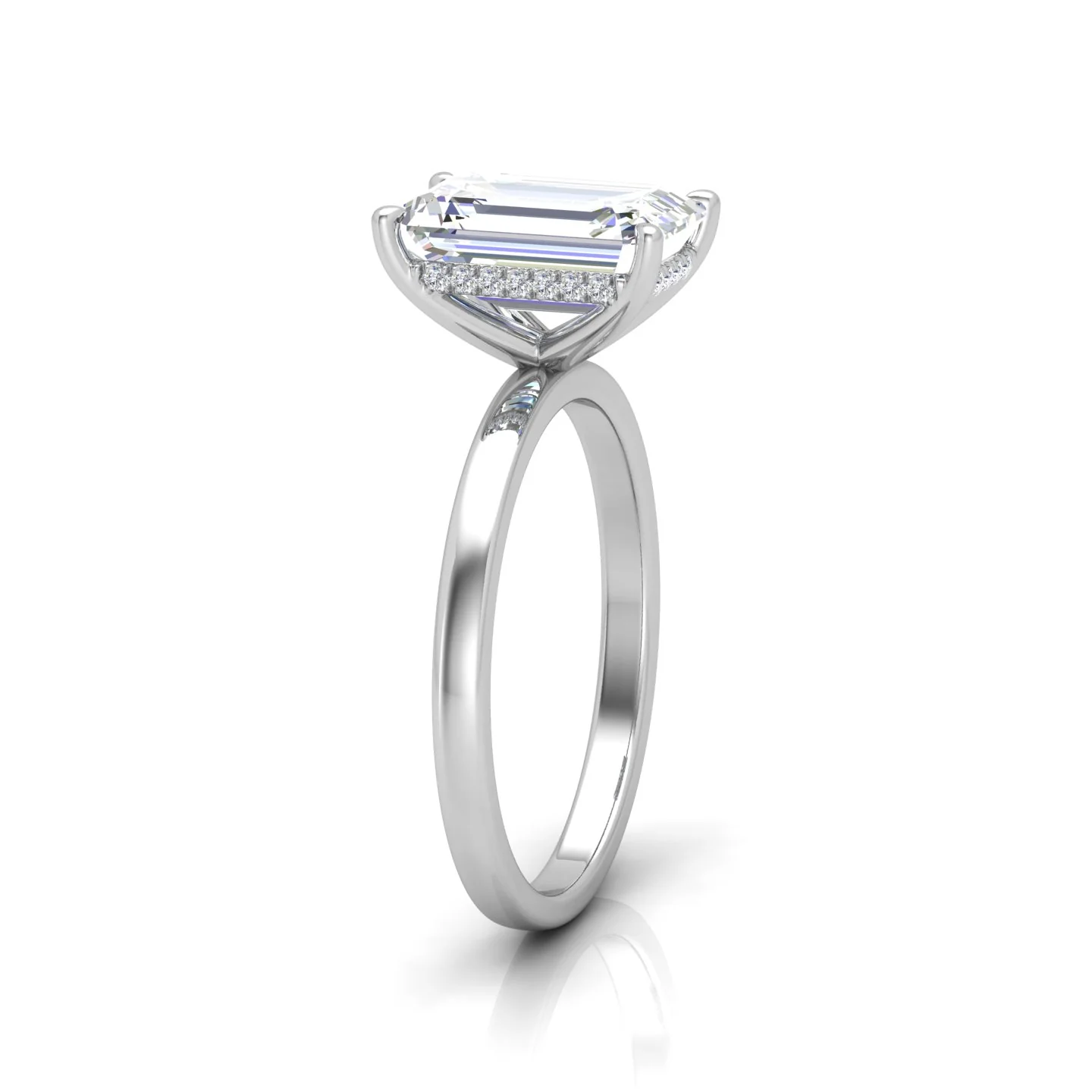 Classic Solitaire Hidden Halo Engagement Ring - Image 3