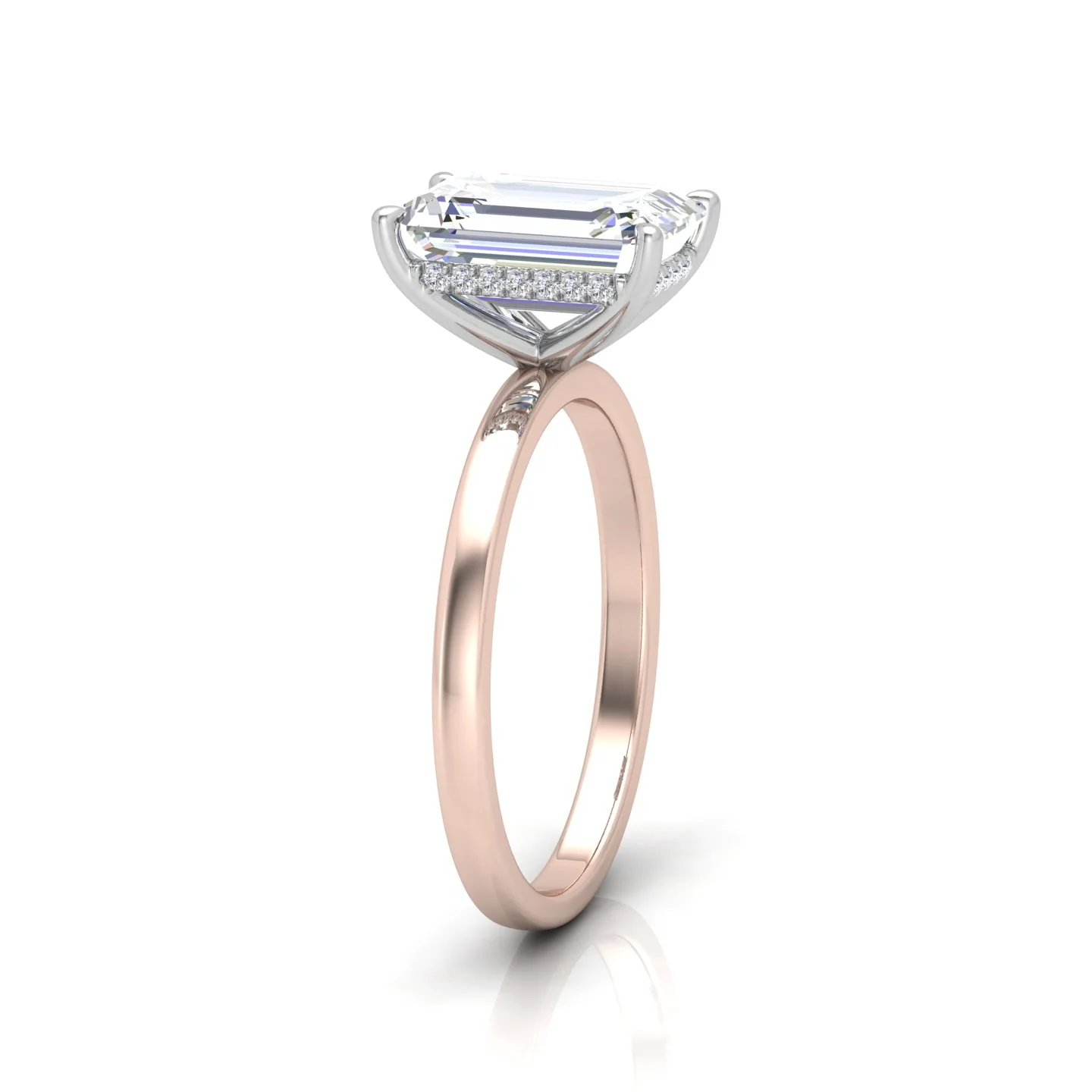 Classic Solitaire Hidden Halo Engagement Ring - Image 4