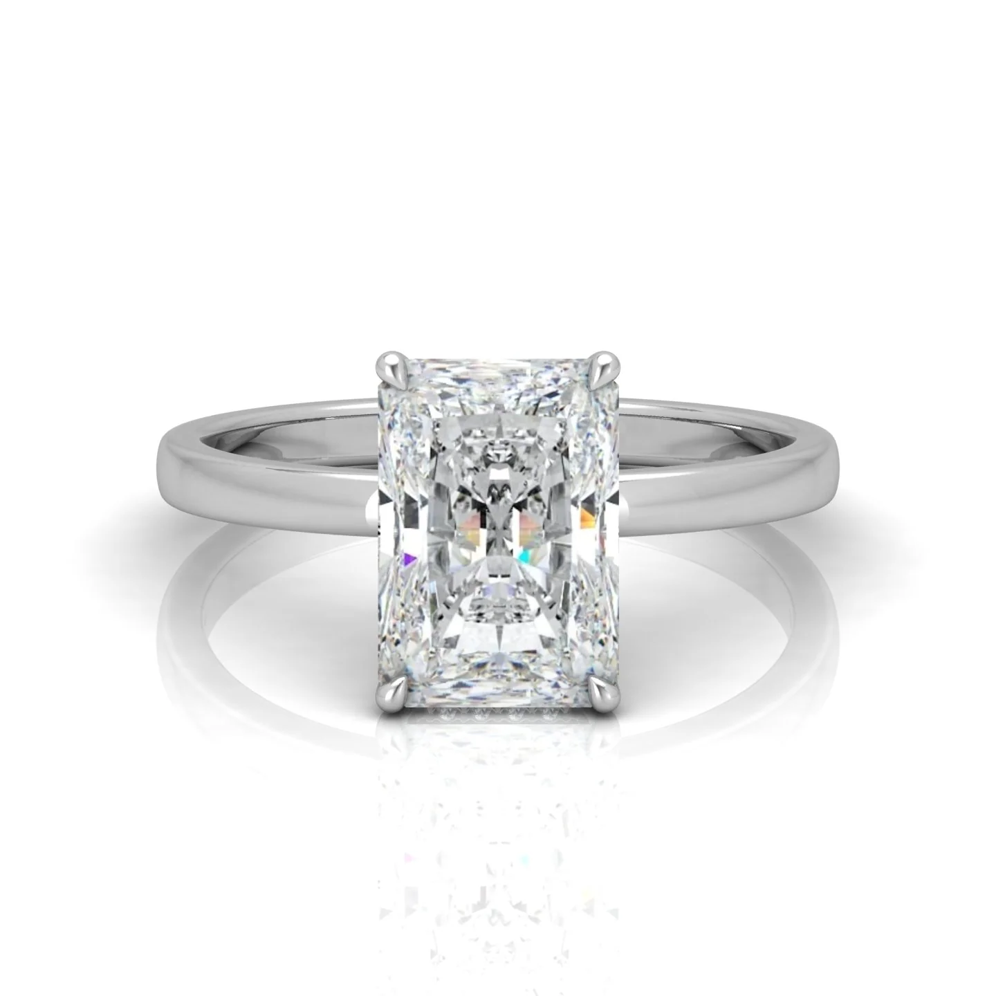 Classic Solitaire Hidden Halo Engagement Ring - Image 5