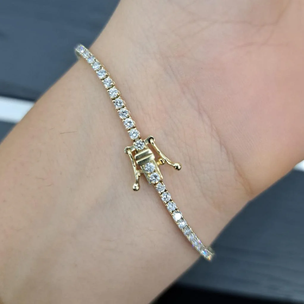 Clearance 3.00Ct F-G/VS Natural Round Brilliant Diamond Tennis Bracelet In 18k Gold - Image 2
