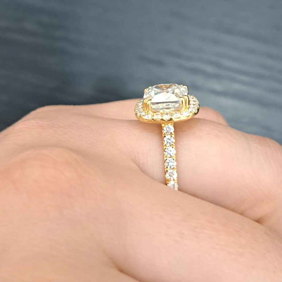 Clearance 3.62Ct IGI Certified Cushion Diamond Halo Engagement Ring In 18k Yellow Gold - Image 3