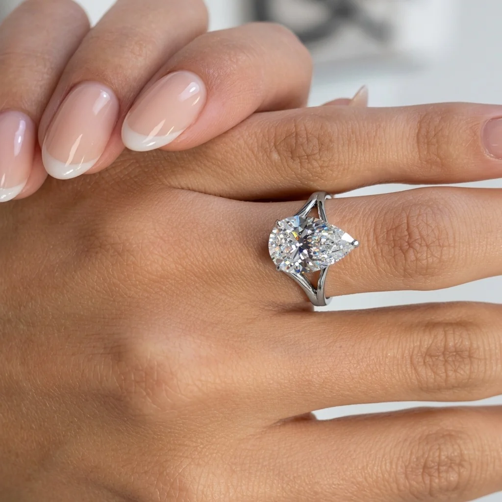 Clearance 5.00CT IGI Certified Lab Grown Pear Diamond Solitaire Engagement Ring - Image 3