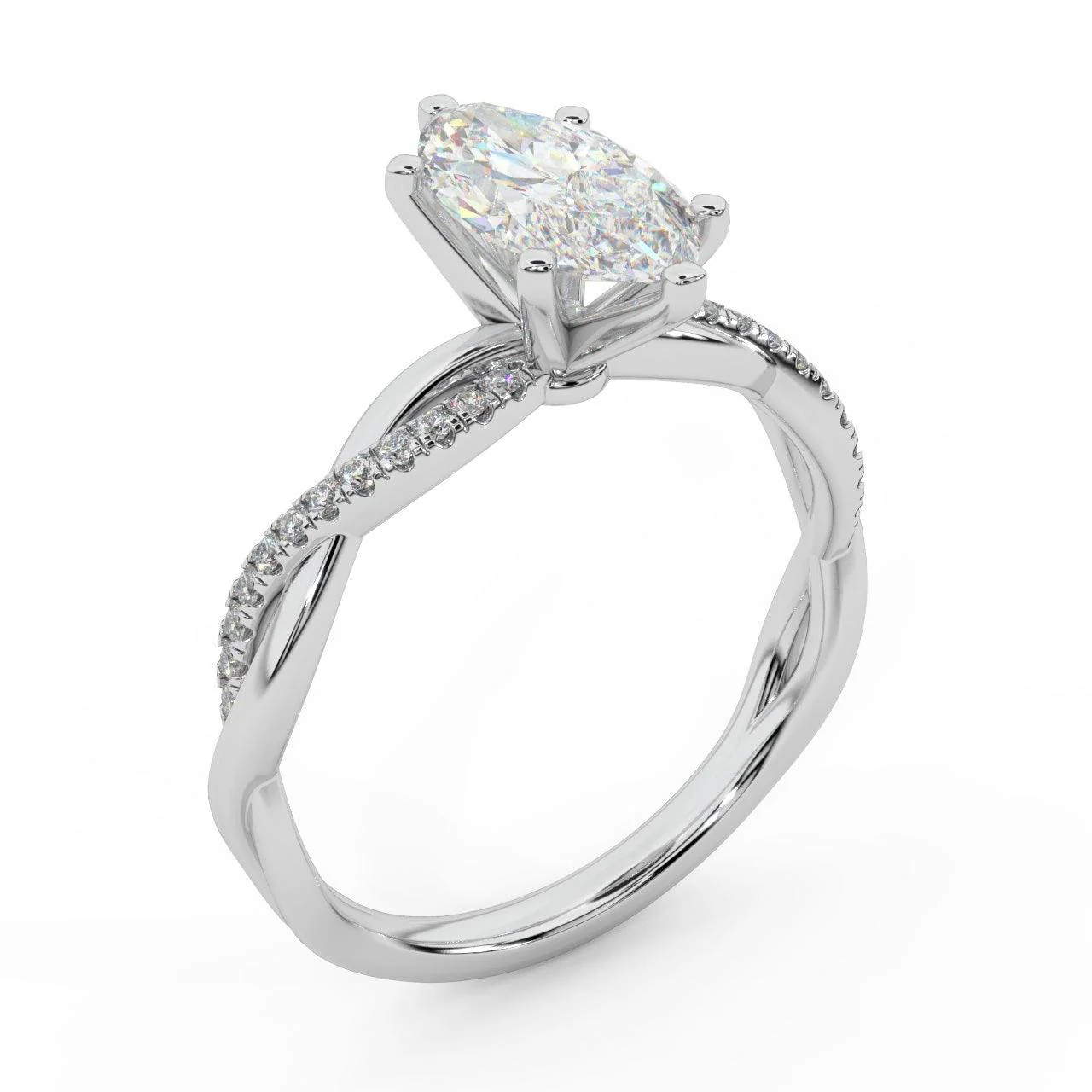 Clearance ! Best Quality 3.20Ct Marquise & Side Diamond Twisted Engagement Ring - Image 2