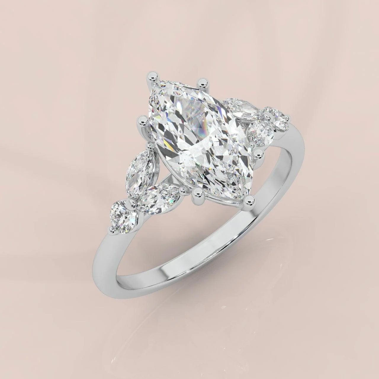 Clearance ! Best Quality 3.50Ct Marquise & Side Diamond Designer Ring - Image 4