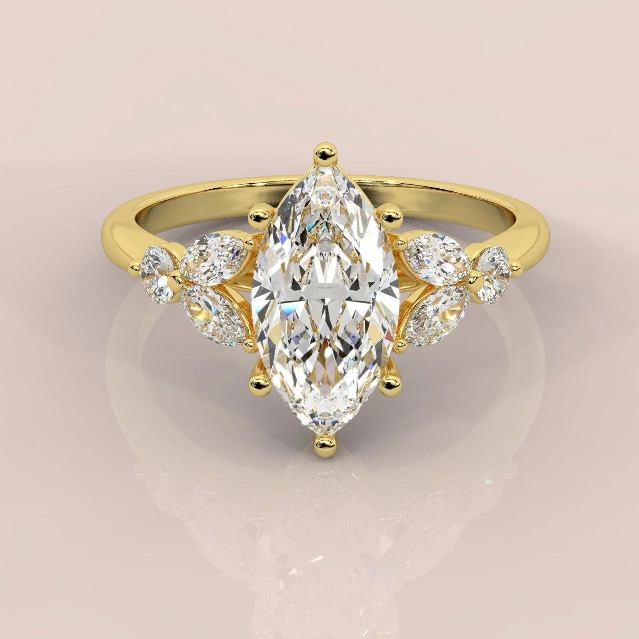 Clearance ! Best Quality 3.50Ct Marquise & Side Diamond Designer Ring - Image 5