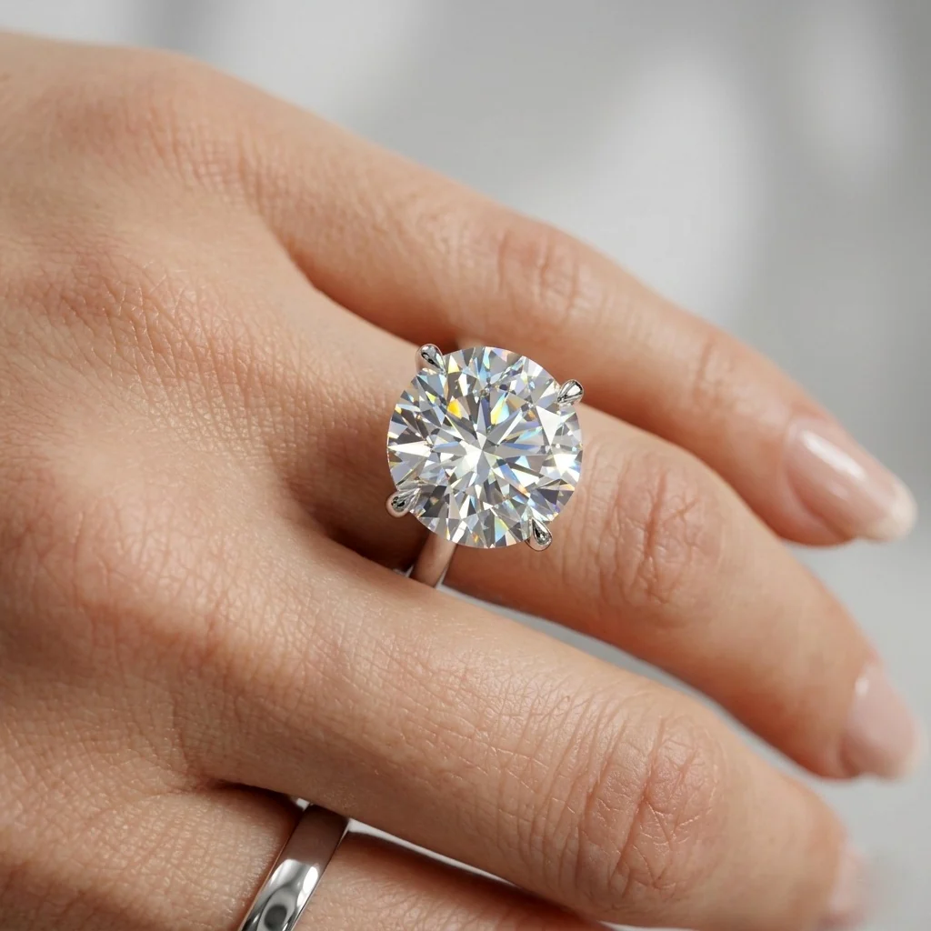 Clearance Certified 5.00Ct Round Diamond Solitaire Engagement Ring - E-F/VS - Image 2