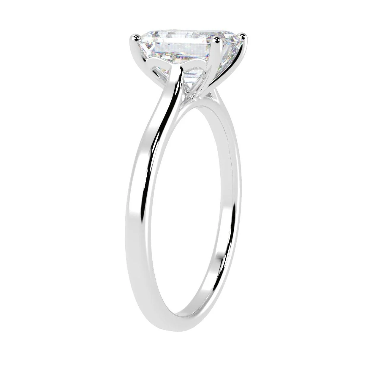 Clearance ! E/VS Emerald Lab Diamond Solitaire Ring in Platinum - Image 3