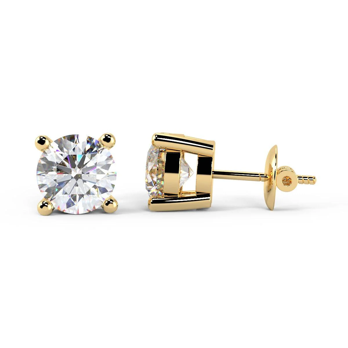 Clearance ! Hugh Round Diamond Stud Earrings in 18k Gold - 3.62Carat - Image 8