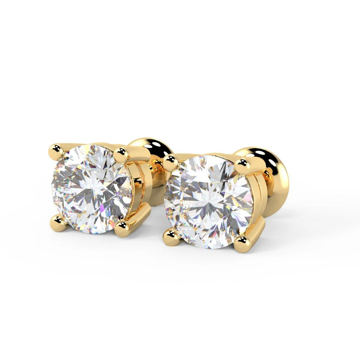Clearance ! Hugh Round Diamond Stud Earrings in 18k Gold - 3.62Carat - Image 9