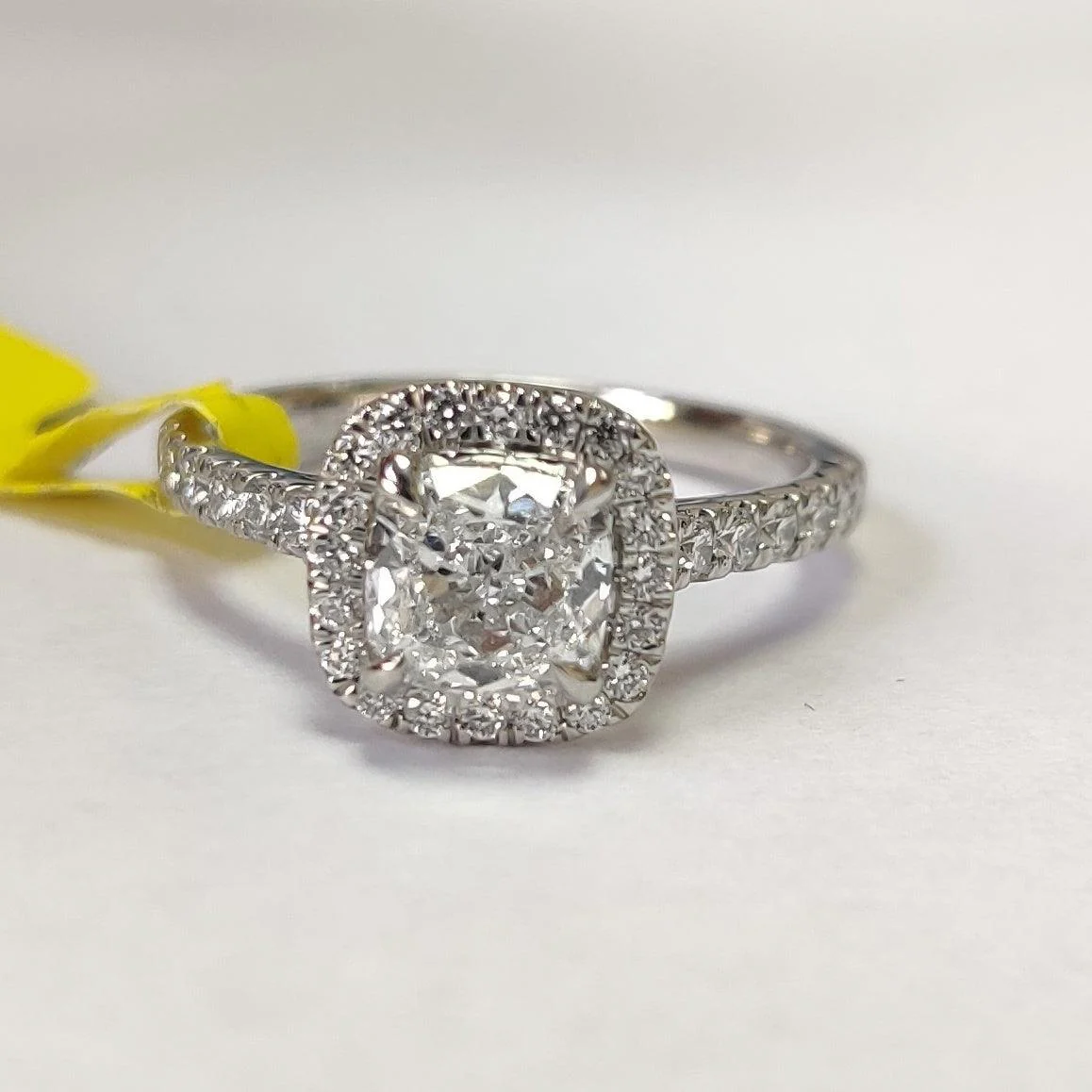 Clearance ! IGI Certified Cushion Diamond Halo Engagement Ring Platinum 1.40Ct - Image 4