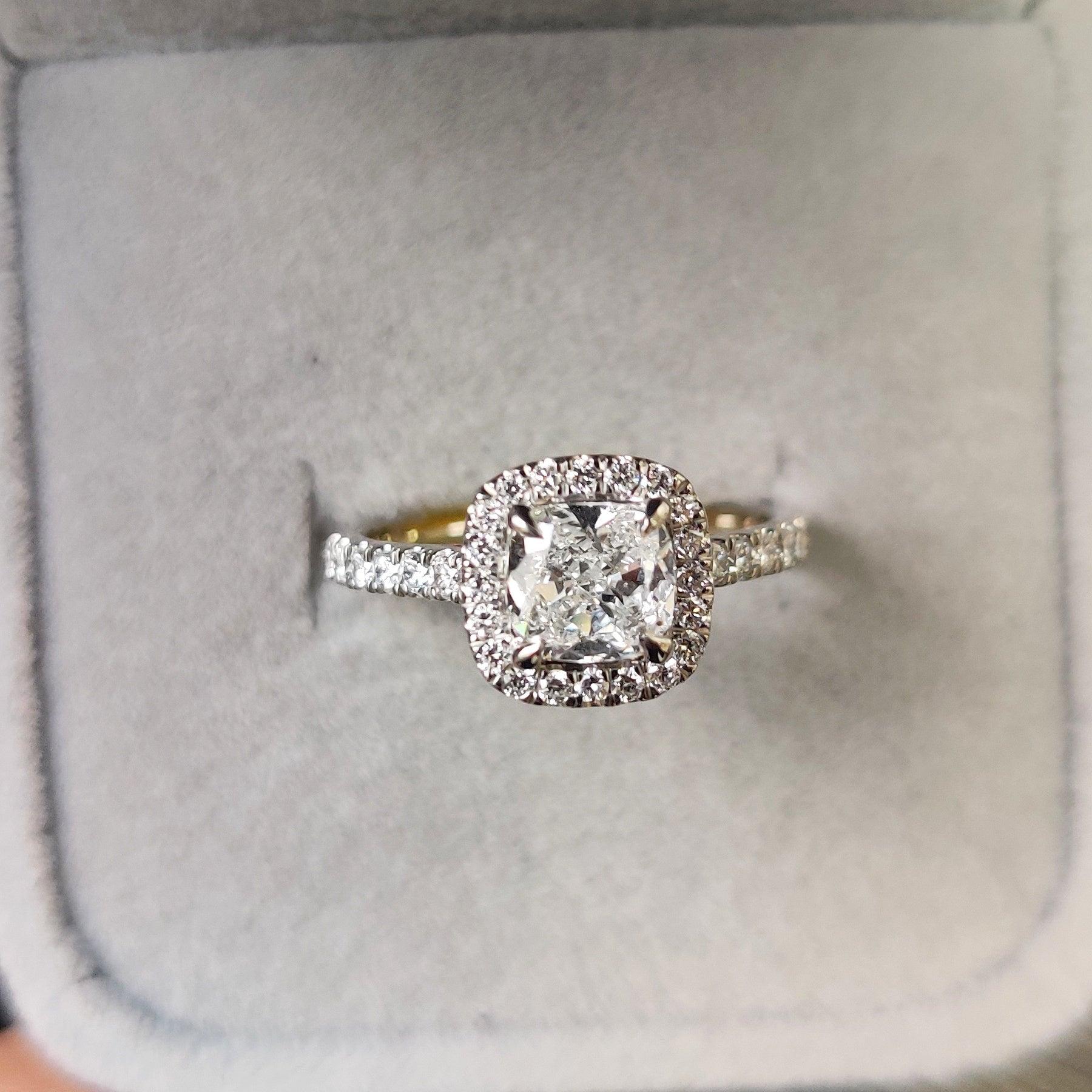 Clearance ! IGI Certified Cushion Diamond Halo Engagement Ring Platinum 1.40Ct - Image 5