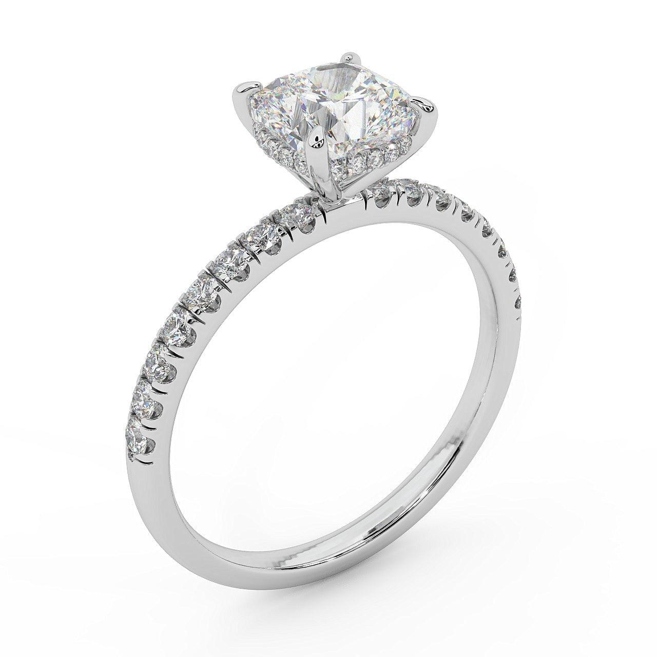 Clearance ! IGI Certified Cushion Diamond Hidden Halo Engagement Ring Platinum 1.40Ct E/VS - Image 2