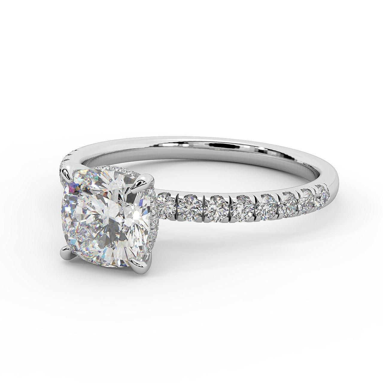 Clearance ! IGI Certified Cushion Diamond Hidden Halo Engagement Ring Platinum 1.40Ct E/VS - Image 4