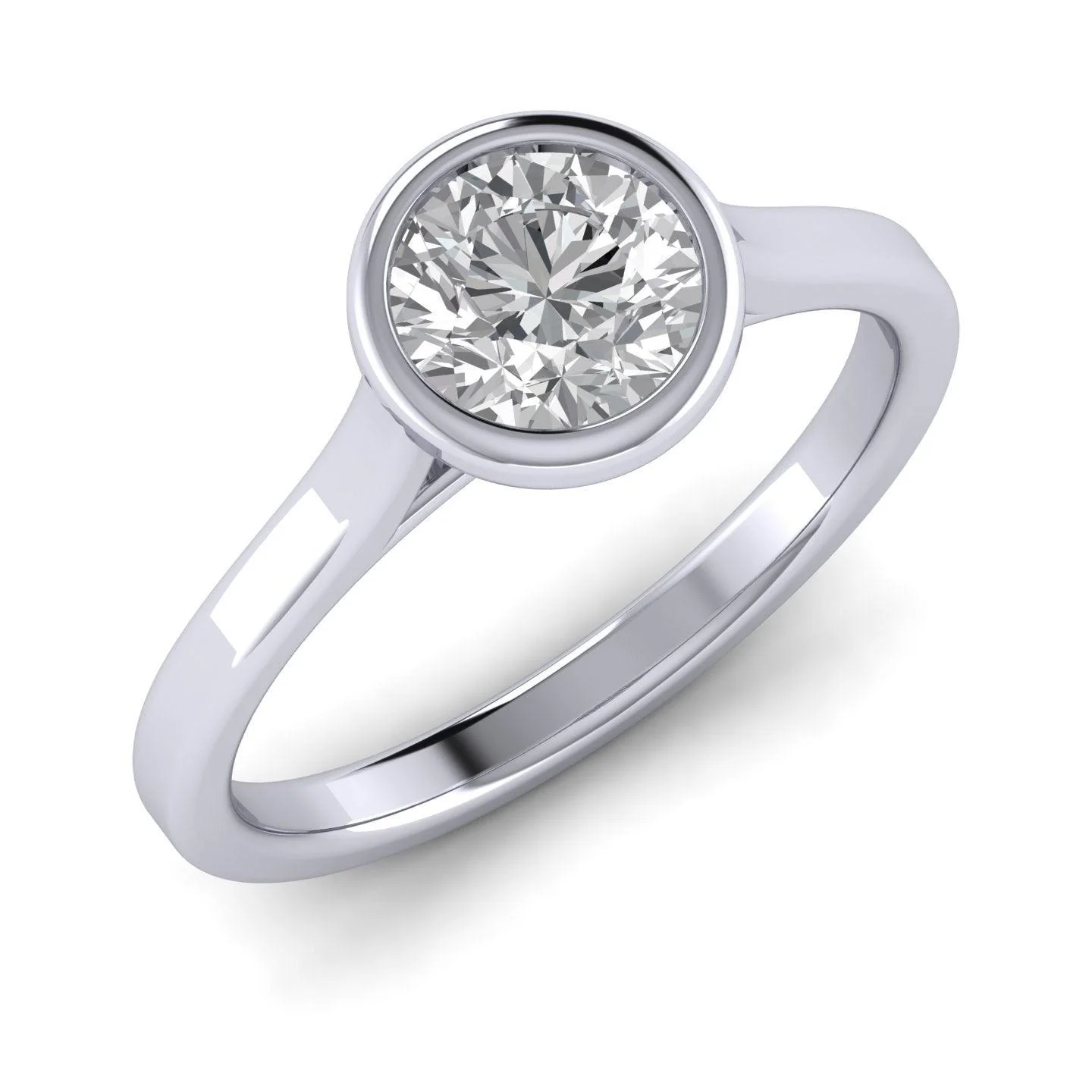 Comfort Fit Bezel Set Diamond Solitaire Engagement Ring Platinum - Image 3