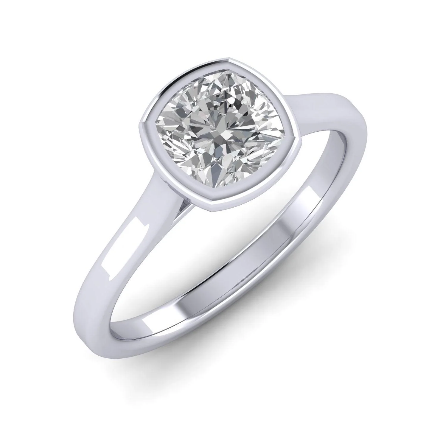 Comfort Fit Bezel Set Diamond Solitaire Engagement Ring Platinum - Image 4