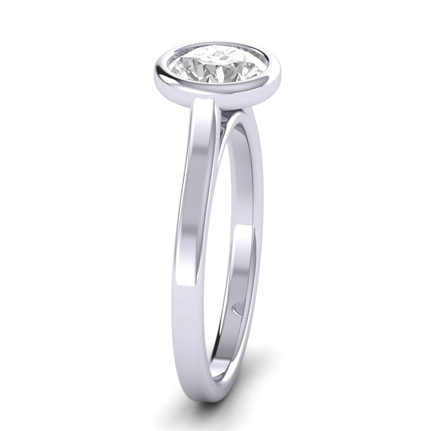 Comfort Fit Bezel Set Diamond Solitaire Engagement Ring Platinum - Image 7