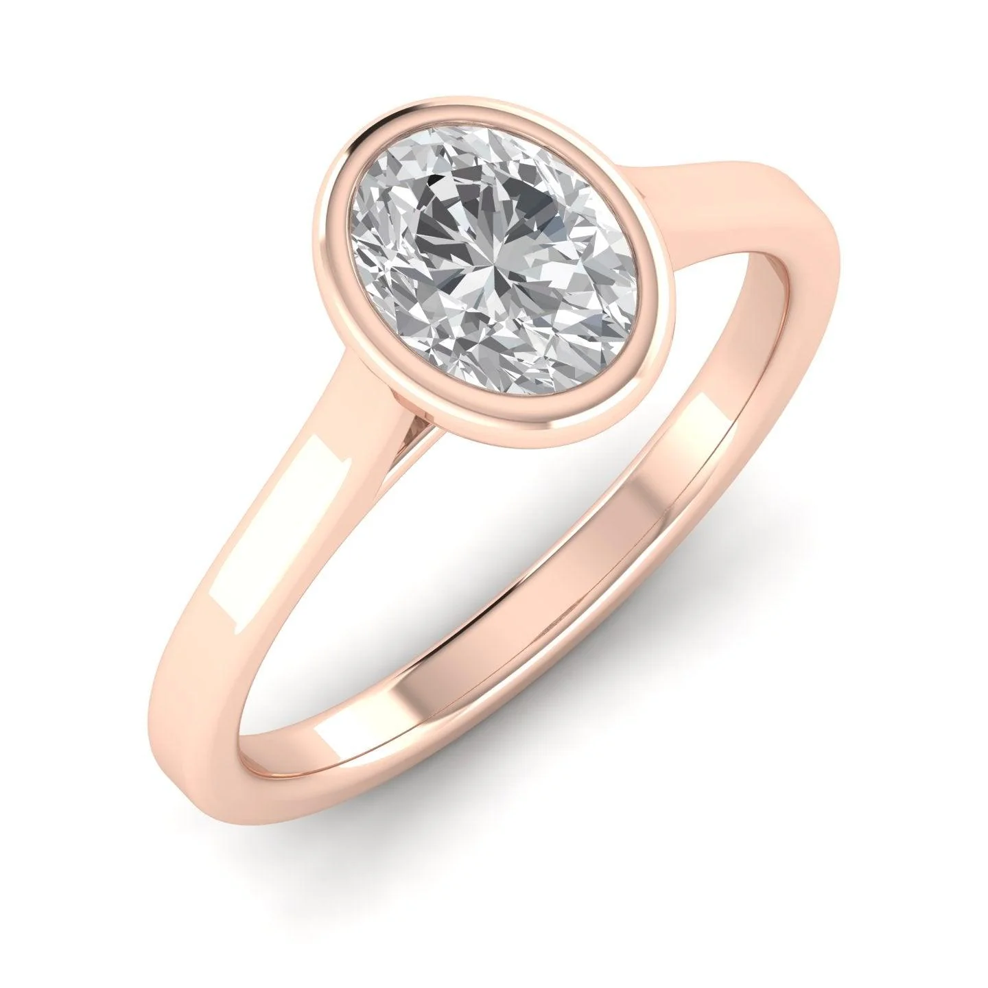 Comfort Fit Bezel Set Diamond Solitaire Engagement Ring Rose Gold - Image 5