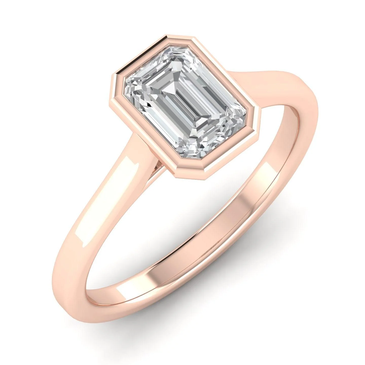 Comfort Fit Bezel Set Diamond Solitaire Engagement Ring Rose Gold - Image 6