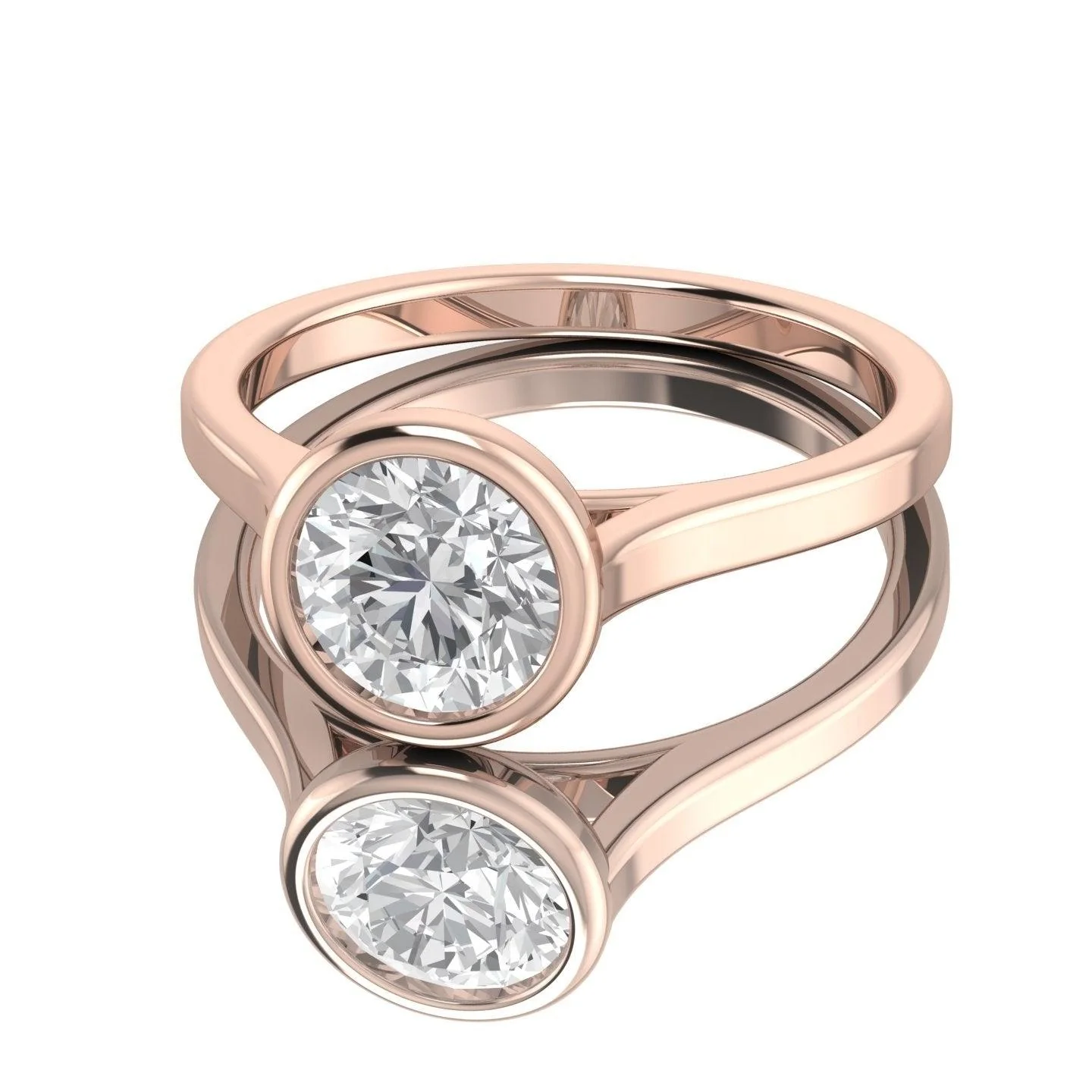 Comfort Fit Bezel Set Diamond Solitaire Engagement Ring Rose Gold - Image 7