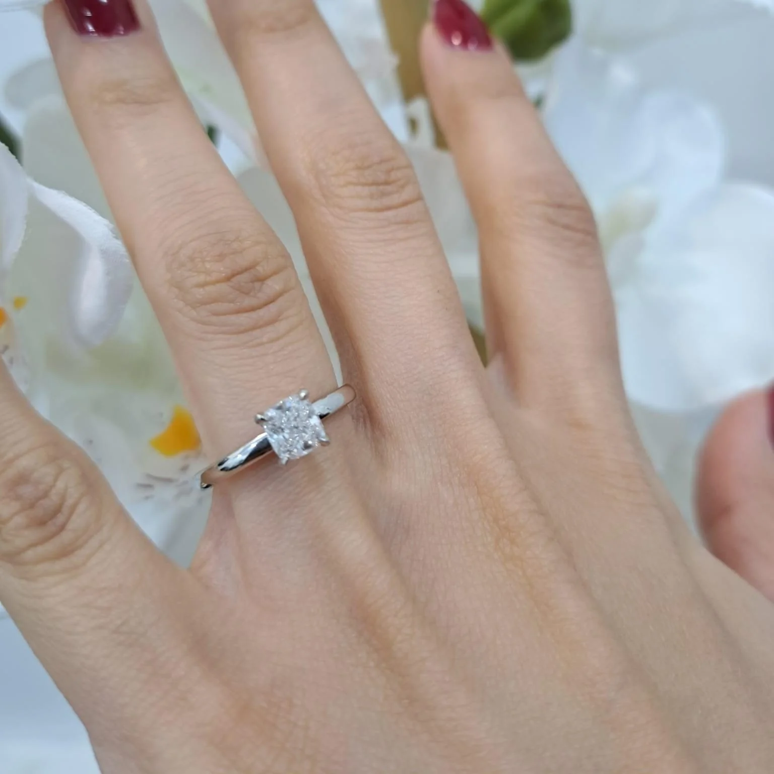 Comfort Fit F/VS Cushion Diamond Hidden Halo Engagement Ring In Platinum - 1.00ct - Image 4