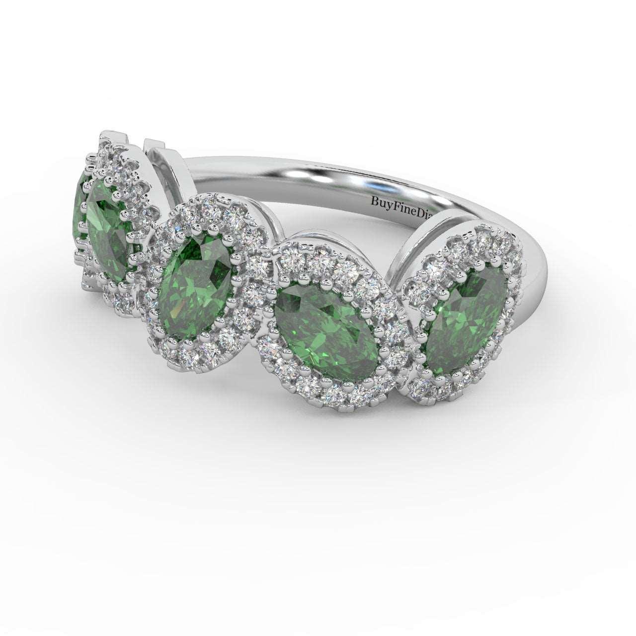 1.75 Ct Oval Shape Green Emerald and Diamond Halo Engagement Ring in 950 Platinum & Gold - Image 2