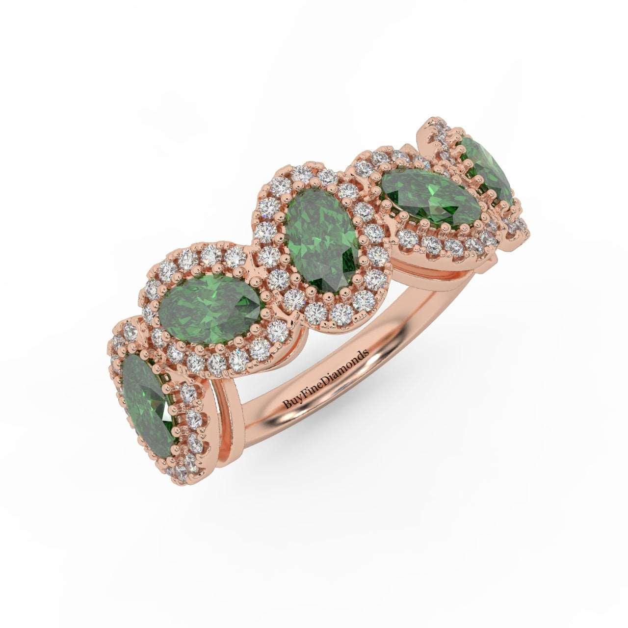 1.75 Ct Oval Shape Green Emerald and Diamond Halo Engagement Ring in 950 Platinum & Gold - Image 4