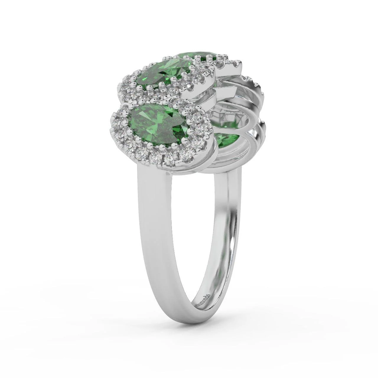 1.75 Ct Oval Shape Green Emerald and Diamond Halo Engagement Ring in 950 Platinum & Gold - Image 6