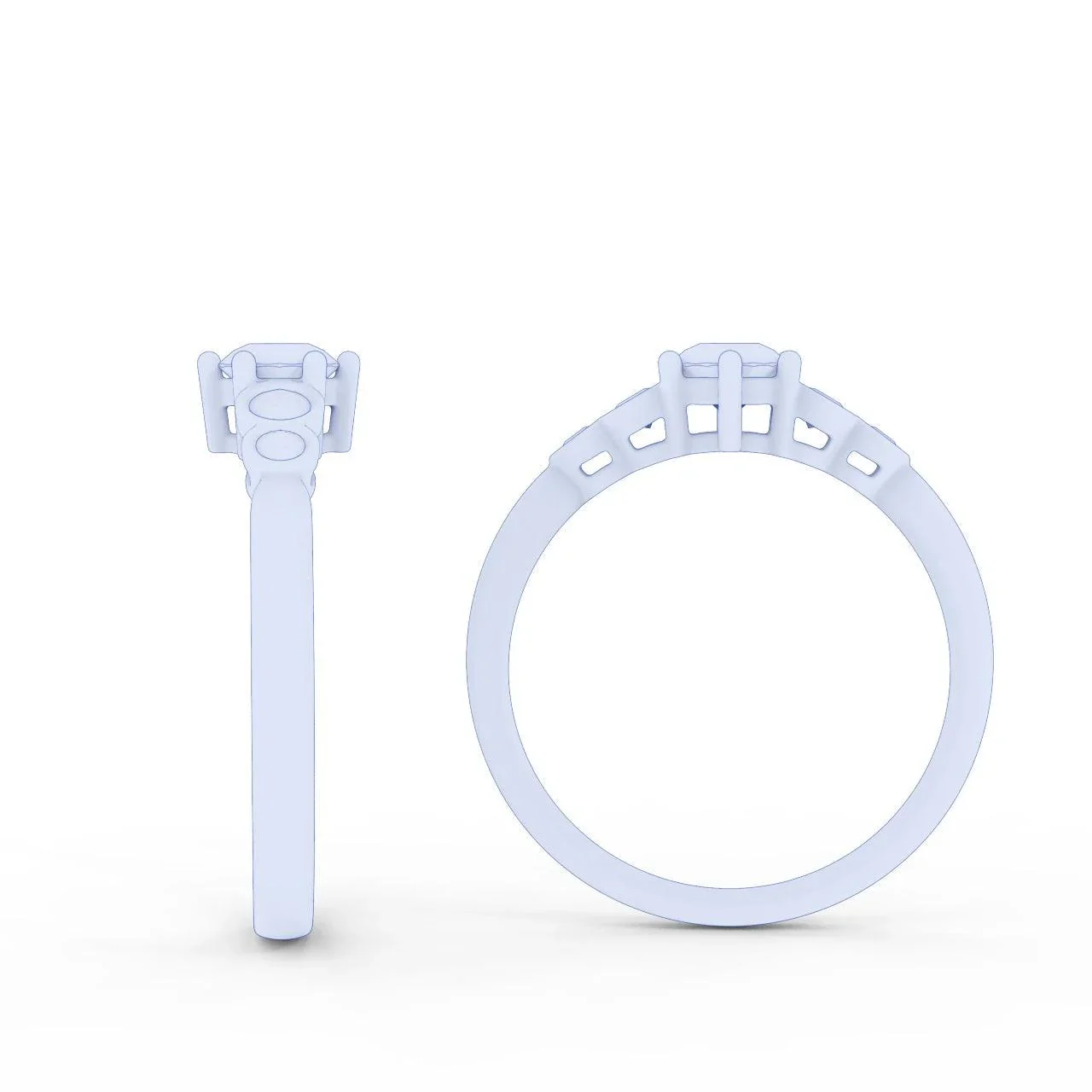0.60 Ct Natural Round Diamond Engagement Ring With Side Stone, Platinum , 9K, 18K Gold - Image 10