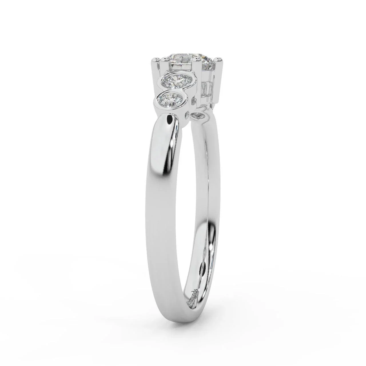 0.60 Ct Natural Round Diamond Engagement Ring With Side Stone, Platinum , 9K, 18K Gold - Image 8