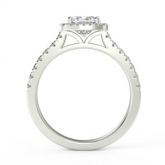 1.00 Carat Cushion Halo Diamond Engagement Ring, Platinum , 18K Gold - Image 4