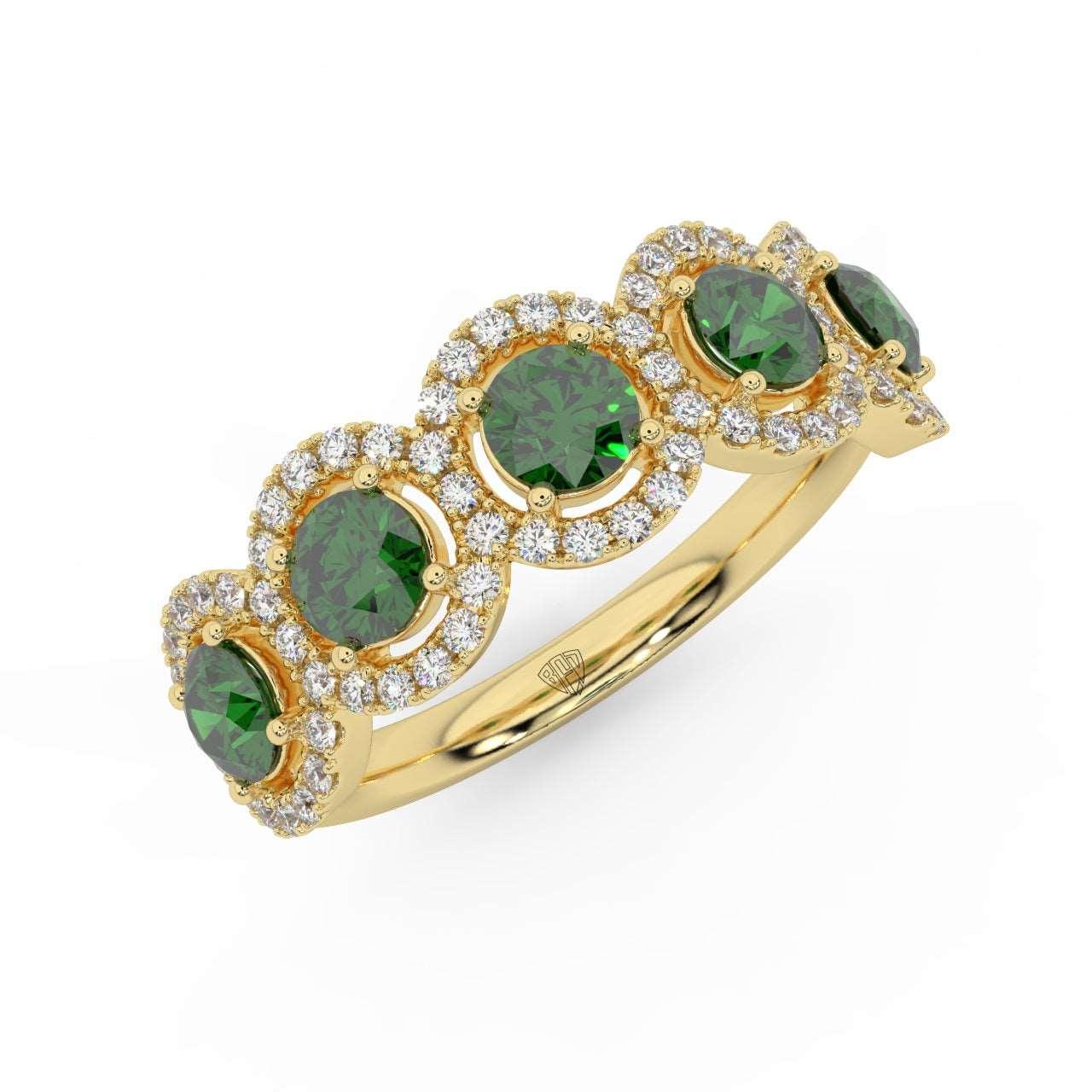 1.25 Ct Emerald and Diamond Halo Women's Ring in 950 Platinum & Gold - Image 2