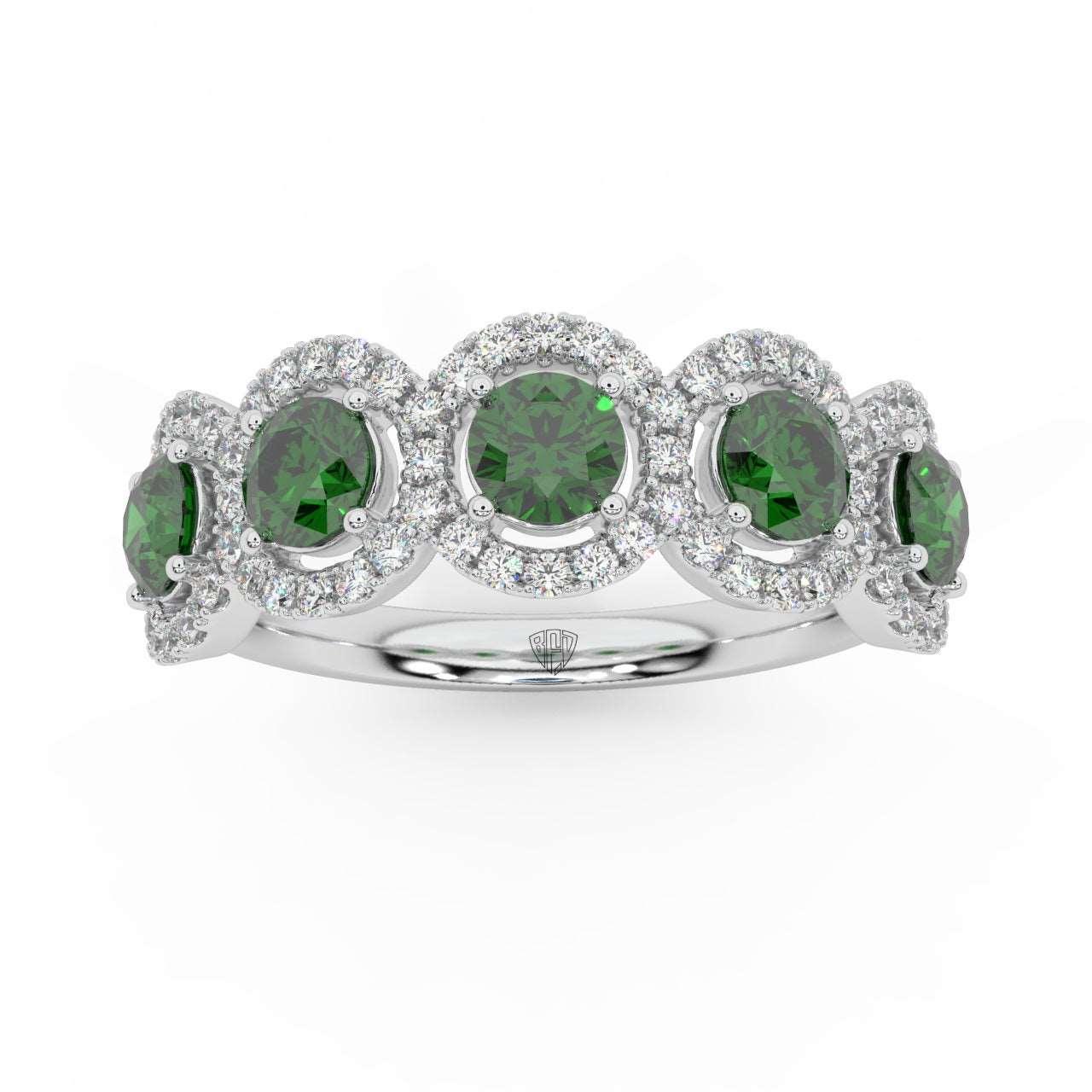 1.25 Ct Emerald and Diamond Halo Women's Ring in 950 Platinum & Gold - Image 4