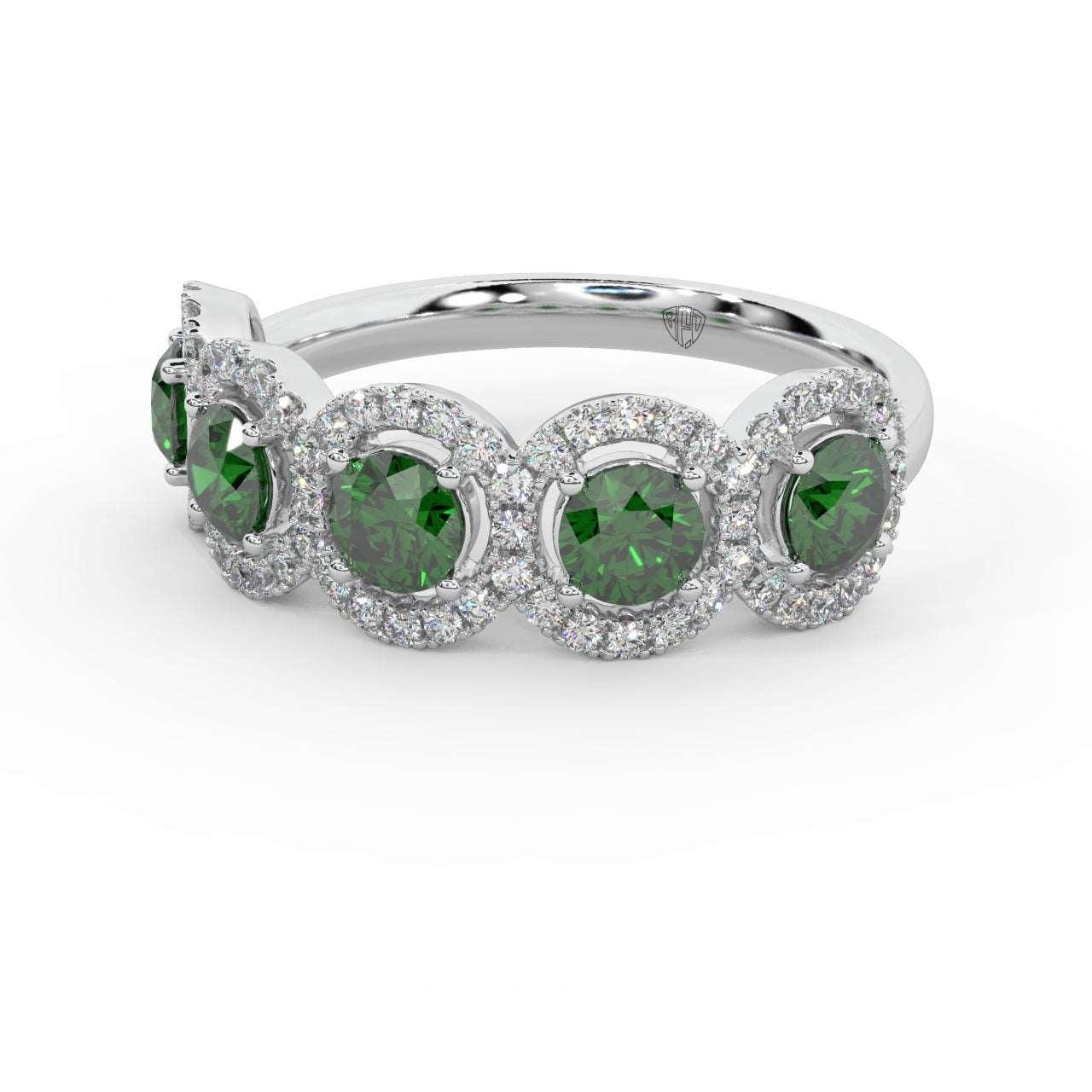 1.25 Ct Emerald and Diamond Halo Women's Ring in 950 Platinum & Gold - Image 8