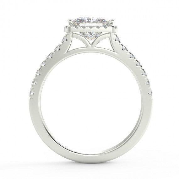 1.00 Carat Princess Halo Diamond Engagement Ring, Platinum - Image 3