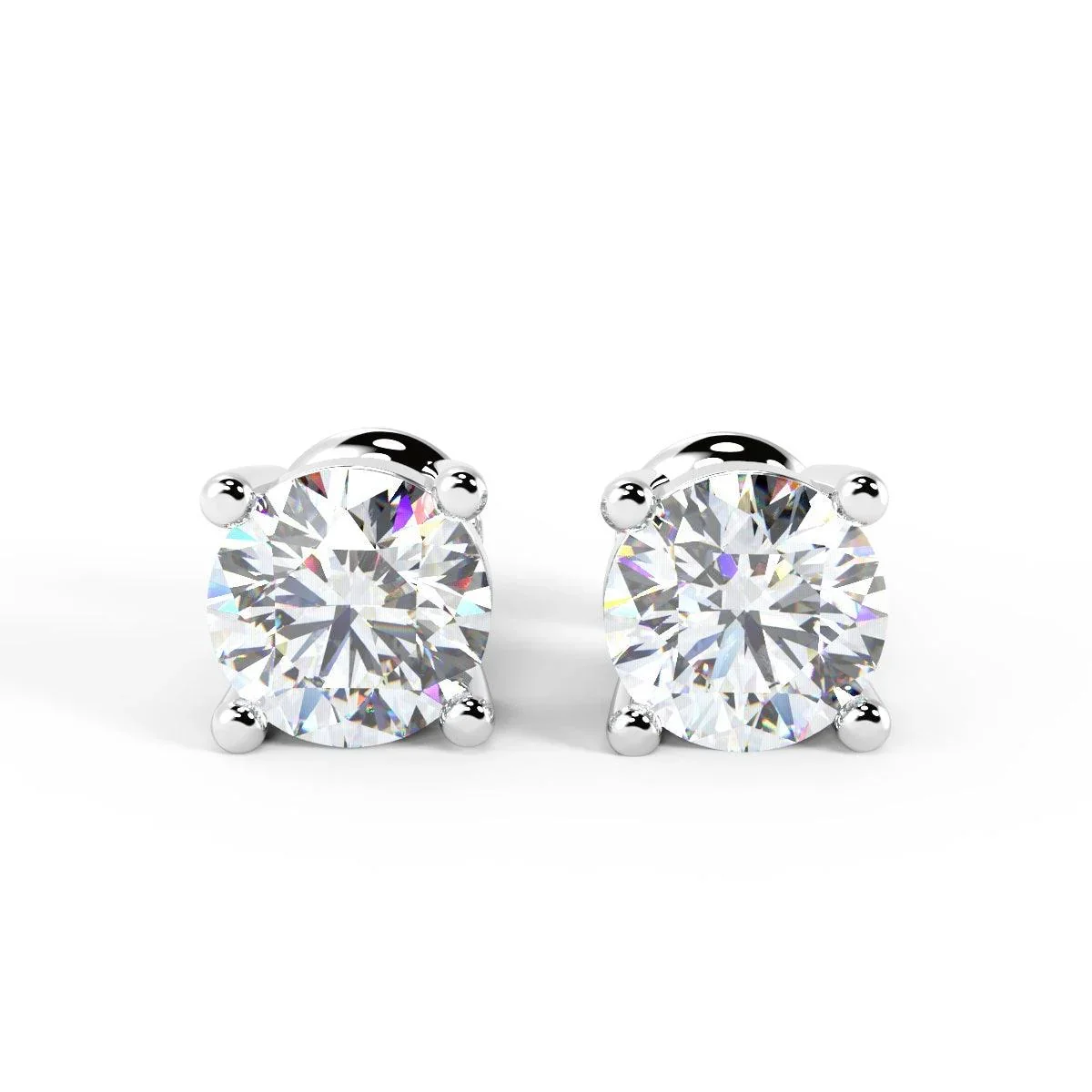 Certified 1.00Ct Round Diamond Stud Earrings in 18k White Gold - Image 3